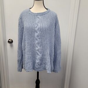 Lily Morgan Size XL Baby Blue Chunky Cable Knit Sweater